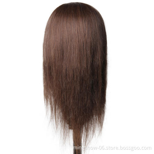 18Inch 100% Real Human Hair Training Head With Wig Dummy Doll Head For Hairdresser Practice Hairstyles Hairdos Haircuts Permed
